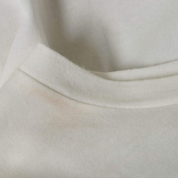 Pre Owned Christian Dior White Logo Intarsia Jersey T-Shirt S