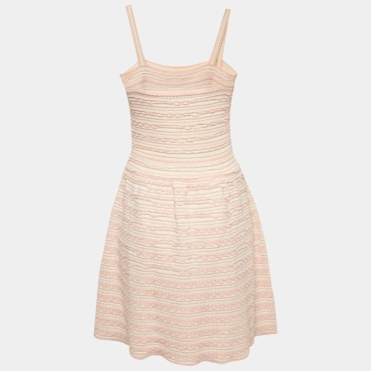 Pre Owned Dior Pink Patterned Knit Sleeveless Mini Dress M