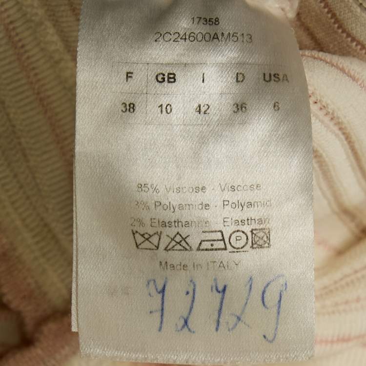Pre Owned Dior Pink Patterned Knit Sleeveless Mini Dress M