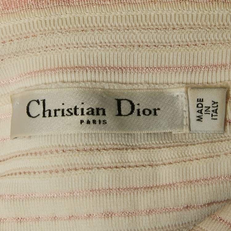 Pre Owned Dior Pink Patterned Knit Sleeveless Mini Dress M