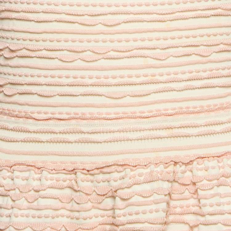 Pre Owned Dior Pink Patterned Knit Sleeveless Mini Dress M