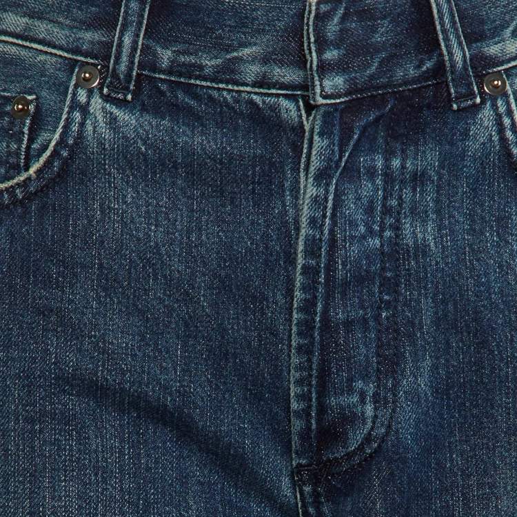 مملوكة مسبقًا Christian Dior Navy Blue Denim Cut-Off Boyfriend Jeans S (Waist 33")