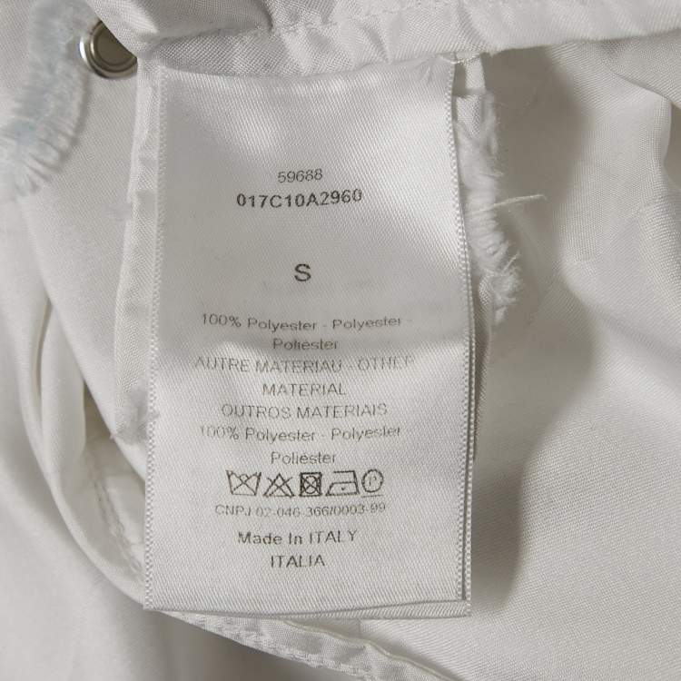 Pre Owned Christian Dior White Textured Tafetta Hooded Oversized Sweatshirt S
