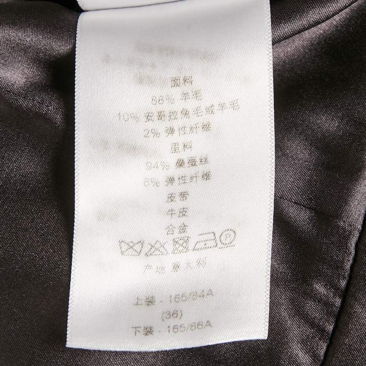 Pre Owned Christian Dior Grey Wool Pleated Sheath Dress S