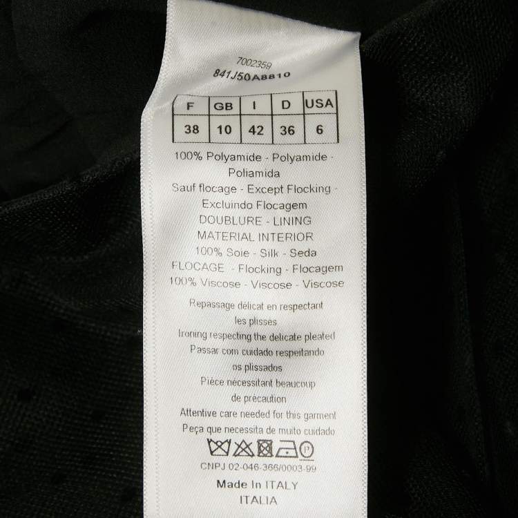 Pre Owned Dior Black Dotted Tulle Pleated Midi Skirt M