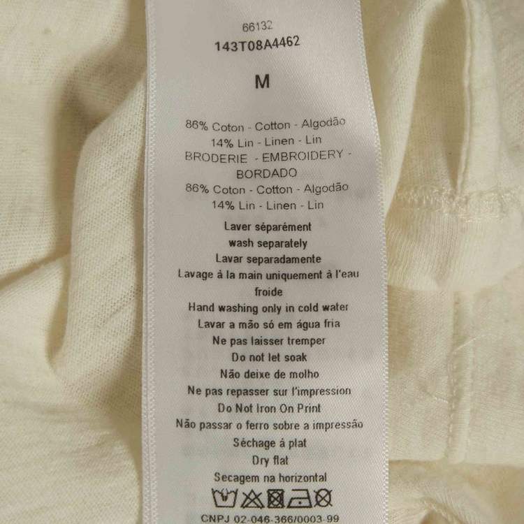 Pre Owned Dior Off-White Princess-Dragon Print Cotton Knit Top M