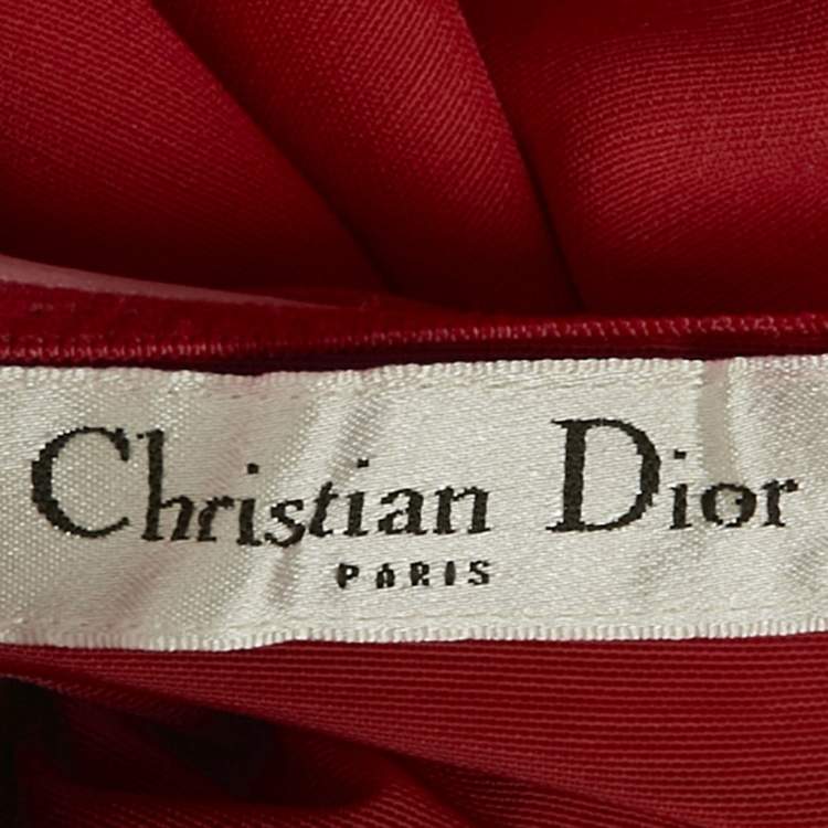 Pre Owned Dior Red Silk Blend Strapless Corset Dress M