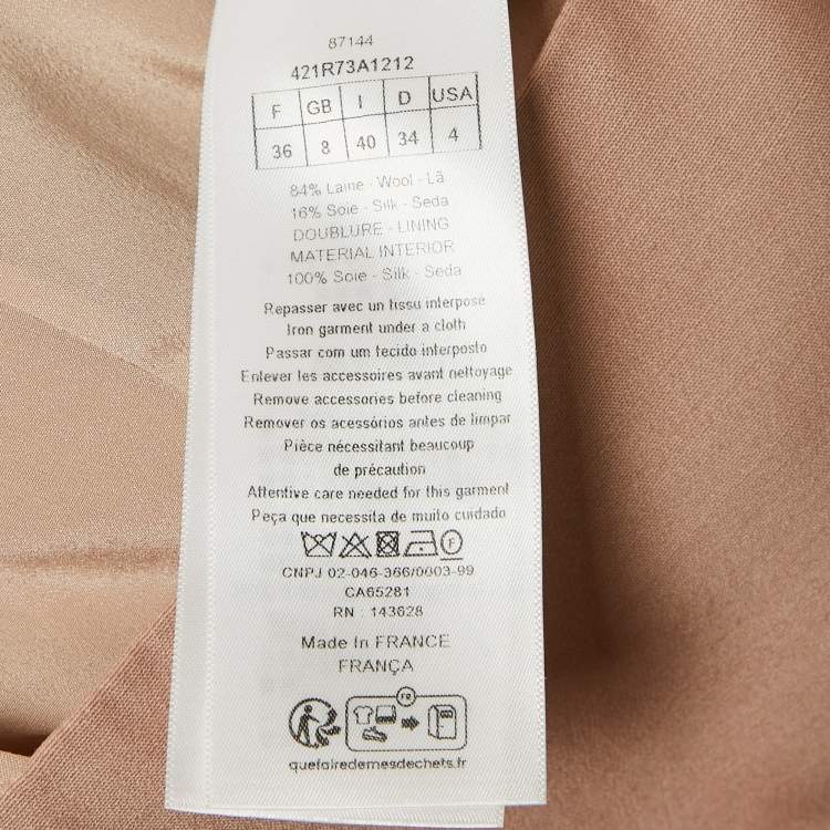 Pre Owned Christian Dior Pink Wool Blend Flared Midi Dress M