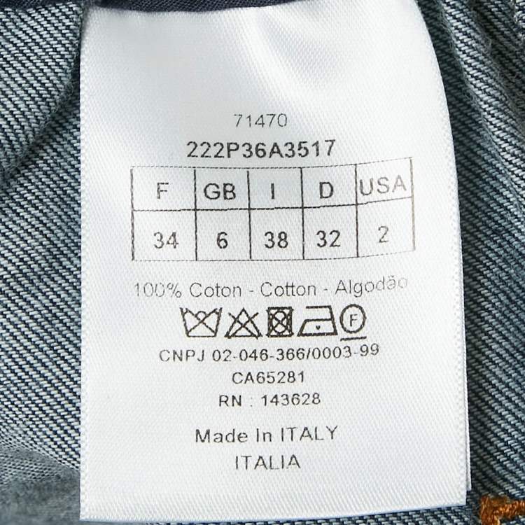 Pre Owned Christian Dior Blue Denim Wide Leg Pants S