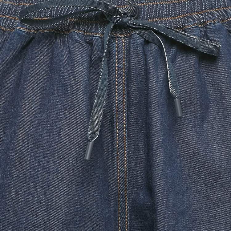 Pre Owned Christian Dior Blue Denim Wide Leg Pants S