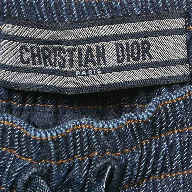 Pre Owned Christian Dior Blue Denim Wide Leg Pants S