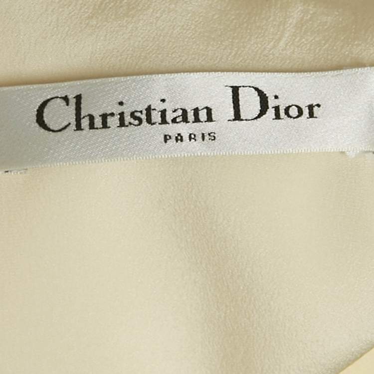 Pre Owned Christian Dior Cream Wool Flared Short Dress M