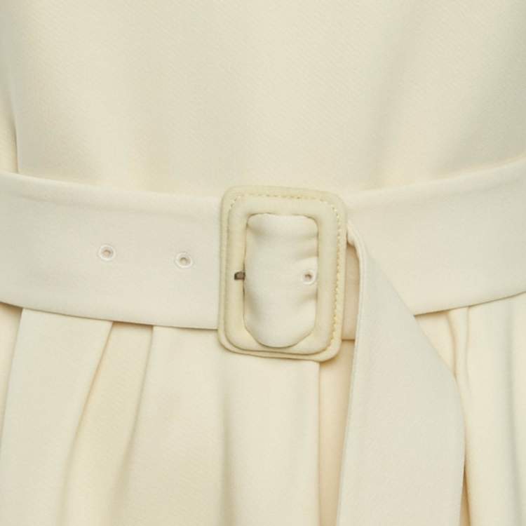 Pre Owned Christian Dior Cream Wool Flared Short Dress M