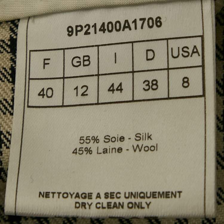 Pre Owned Christian Dior Black Houndstooth Silk Blend Trousers M