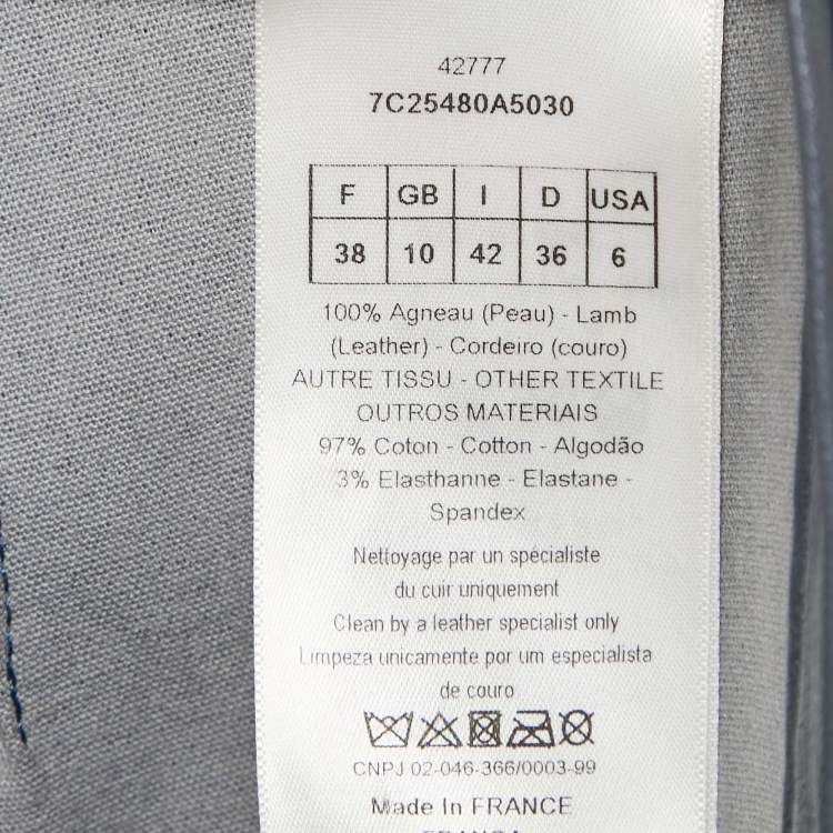 Pre Owned Christian Dior Blue Leather Skinny Pants M