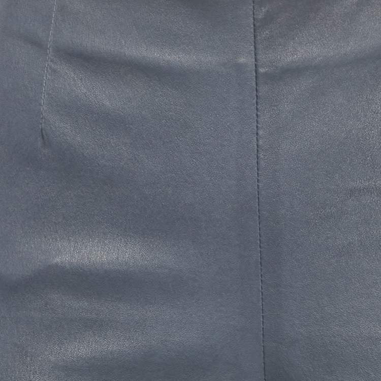 Pre Owned Christian Dior Blue Leather Skinny Pants M