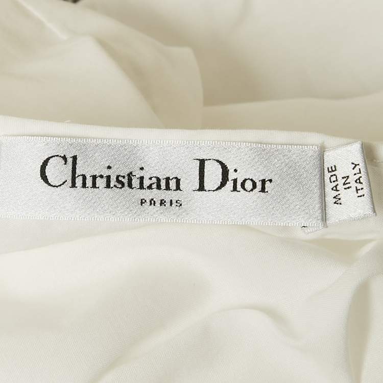 Pre Owned Christian Dior Green Floral Print Cotton Midi Dress S