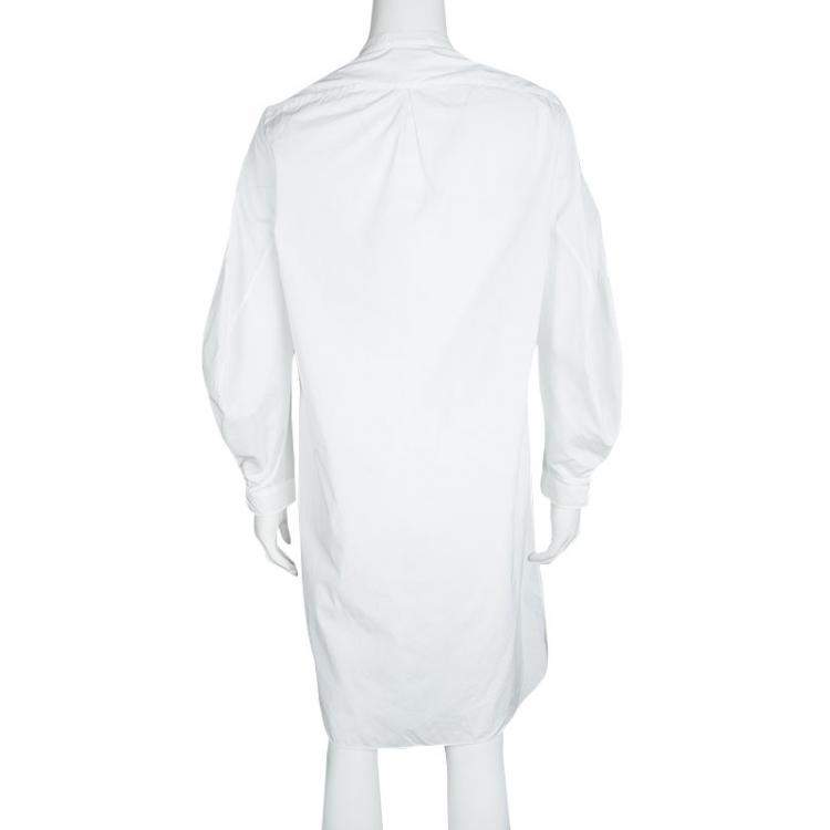 مملوكة مسبقًا Dior White Cotton Long Sleeve Shirt Dress S