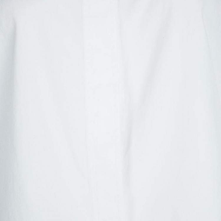 مملوكة مسبقًا Dior White Cotton Long Sleeve Shirt Dress S