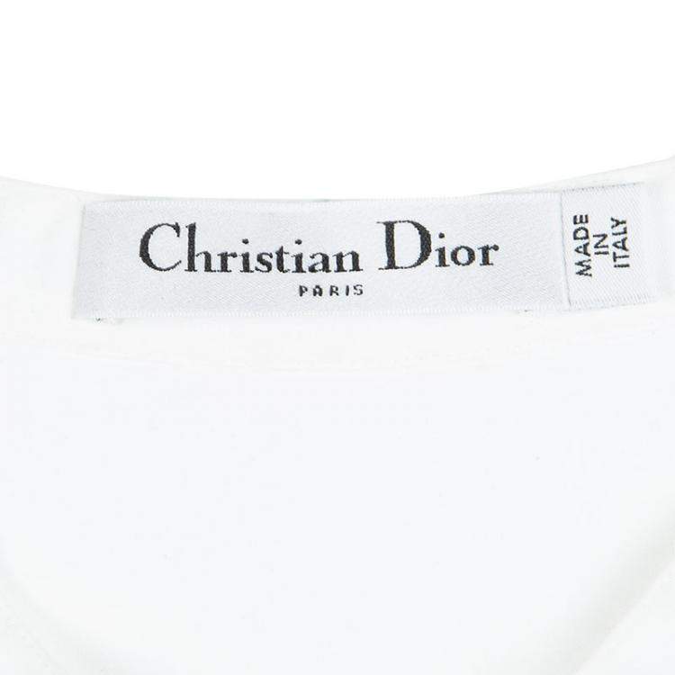 مملوكة مسبقًا Dior White Cotton Long Sleeve Shirt Dress S