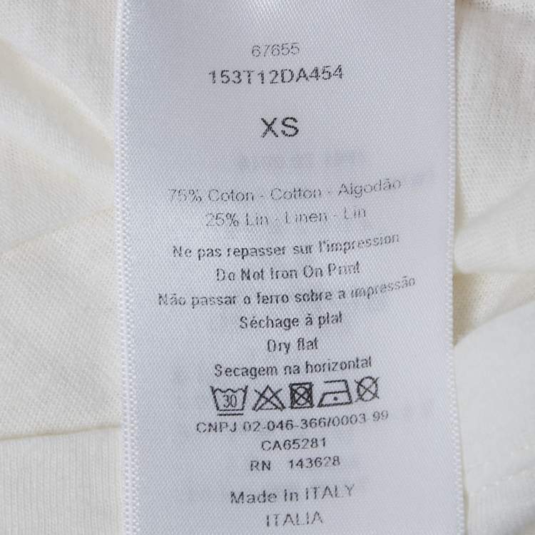 Pre Owned Dior White Printed Cotton T-Shirt XS