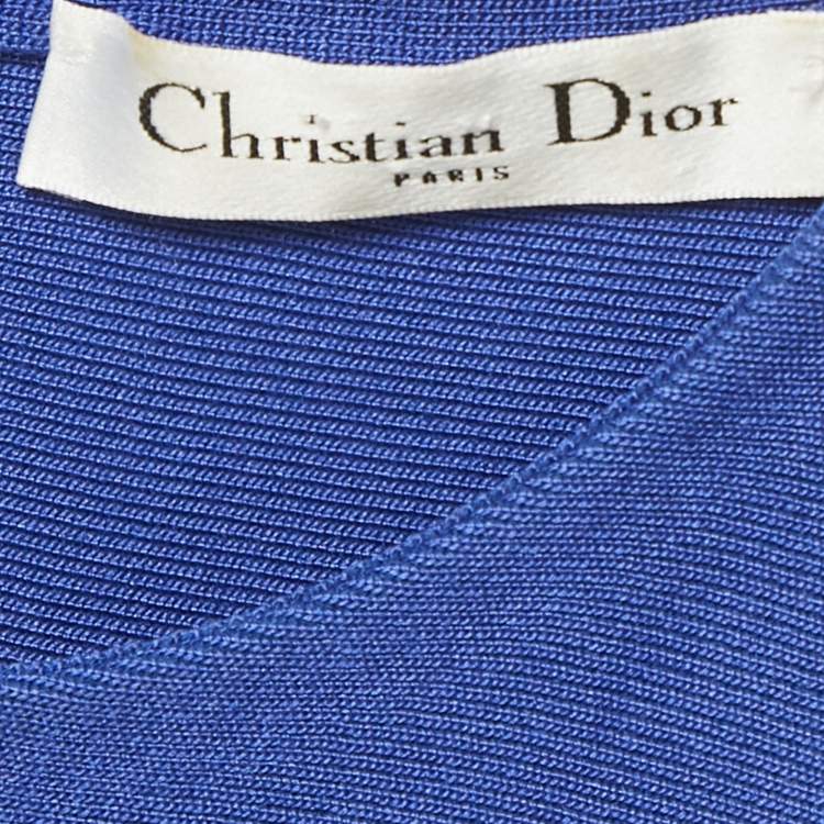 Pre Owned Dior Blue Knit Flared Sleeveless Top M