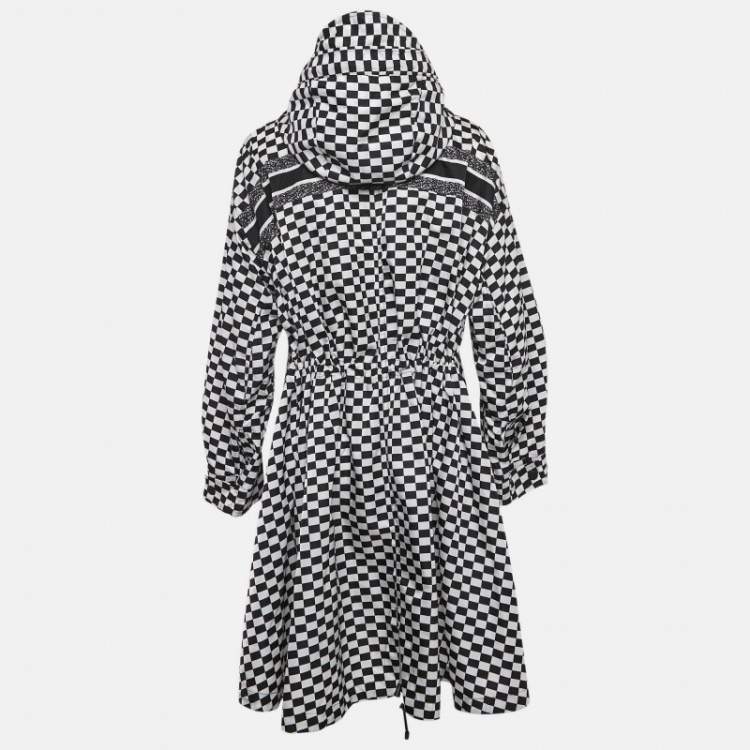 Pre Owned Dior Black/White Checkered Nylon Zip-Up Hooded Jacket M