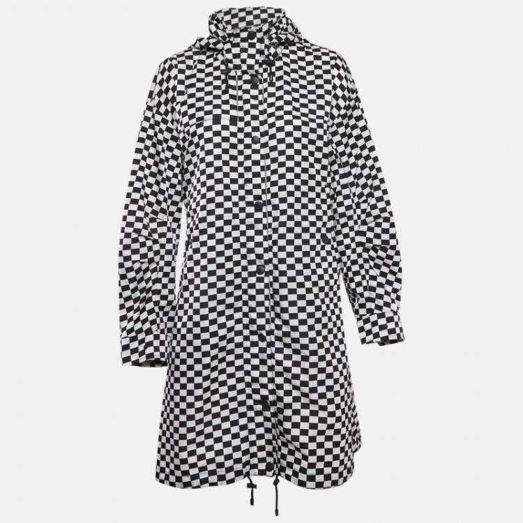 Pre Owned Dior Black/White Checkered Nylon Zip-Up Hooded Jacket M