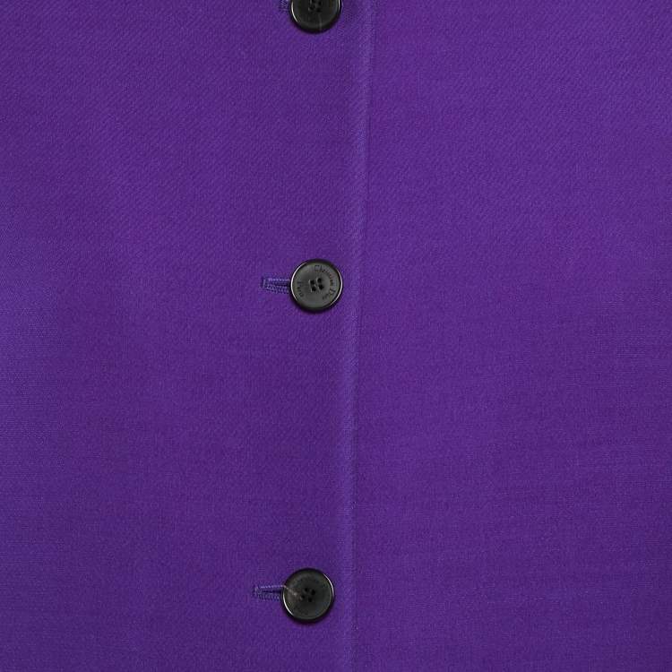Pre Owned Christian Dior Purple Wool Short Sleeve Jacket L