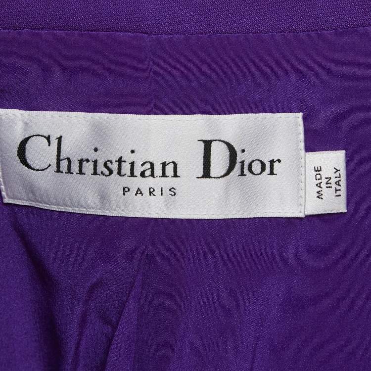 Pre Owned Christian Dior Purple Wool Short Sleeve Jacket L