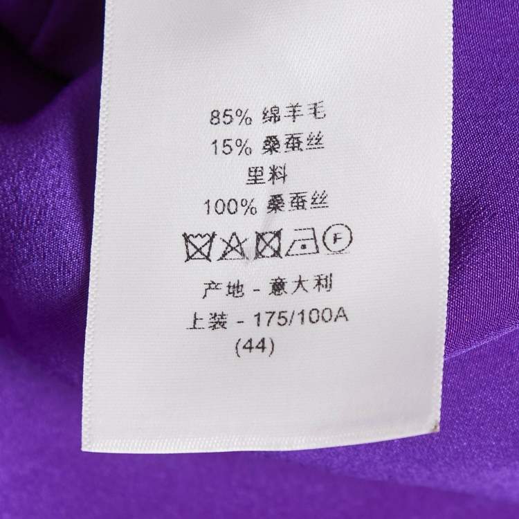 Pre Owned Christian Dior Purple Wool Short Sleeve Jacket L