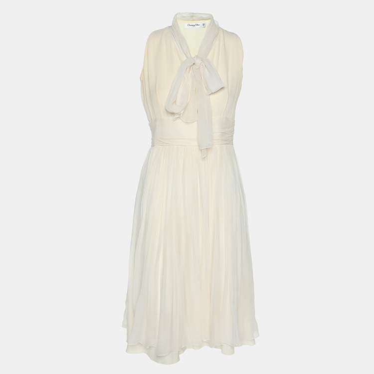 مملوكة مسبقًا Dior Cream Silk Midi Dress M