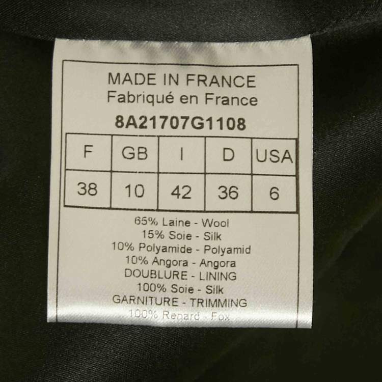 Pre Owned Christian Dior Dark Grey Wool & Silk Fur Collar Jacket M