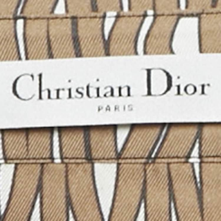 Pre Owned Dior Brown Logo Print Satin Silk Shirt M