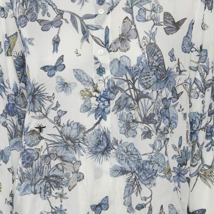 Pre Owned Dior Blue/White Printed Cotton Long Tunic M