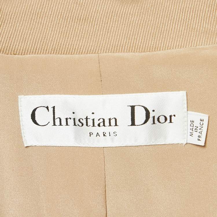 Pre Owned Christian Dior Beige Gabardine Single Breasted Blazer L