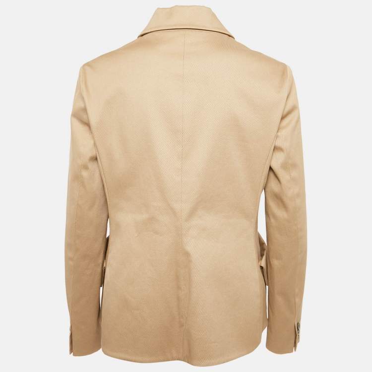 Pre Owned Christian Dior Beige Gabardine Single Breasted Blazer L