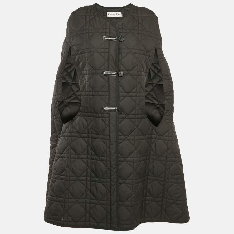 Pre Owned Christian Dior Black Technical Taffeta Oversized Macrocannage Cape S