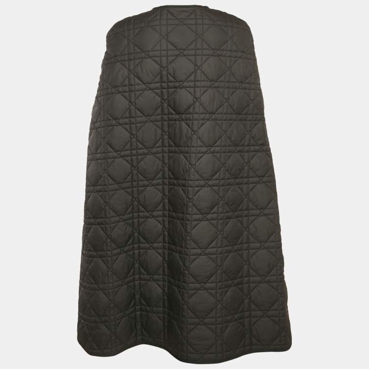 Pre Owned Christian Dior Black Technical Taffeta Oversized Macrocannage Cape S