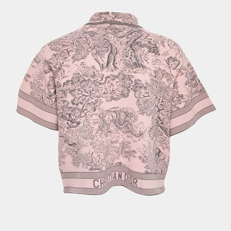 Pre Owned Christian Dior Pink Touile de Joeuy Knit Short Sleeve Shirt M