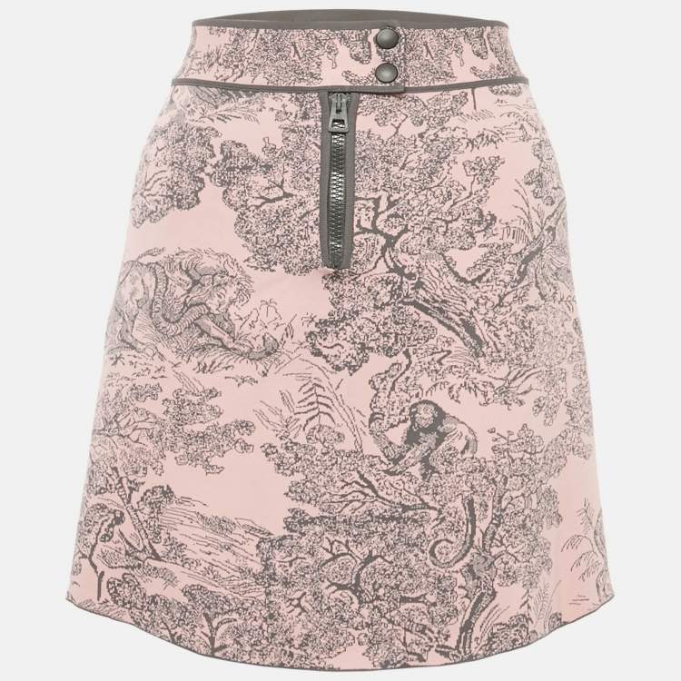 Pre Owned Christian Dior Pink Knit Toile de Jouy Sauvage Dioriviera Mini Skirt L