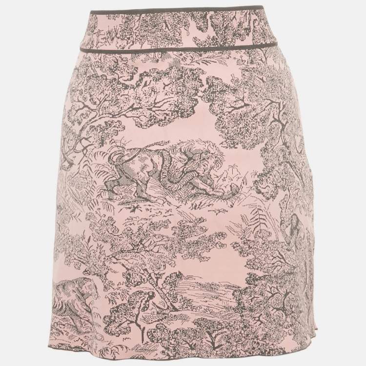 Pre Owned Christian Dior Pink Knit Toile de Jouy Sauvage Dioriviera Mini Skirt L