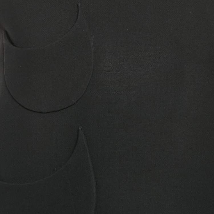 Pre Owned Christian Dior Black Wool & SIlk Crepe Patch Detail Top M