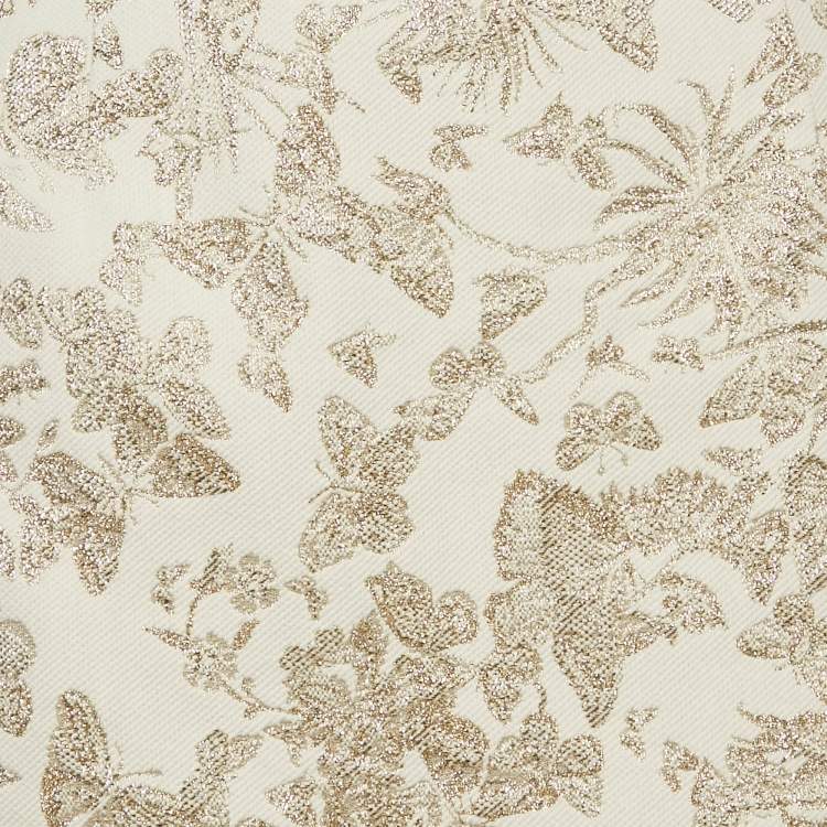 مملوكة مسبقًا Christian Dior White & GolD Brocade Pencil Skirt S
