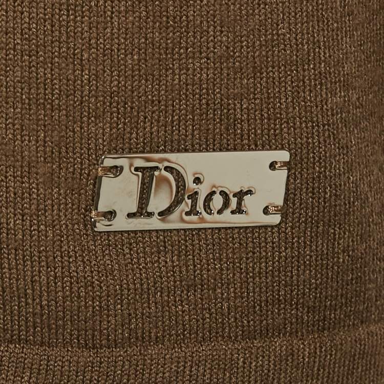 Pre Owned Dior Caramel Brown Long Sleeve V-Neck John Galliano Sweater L