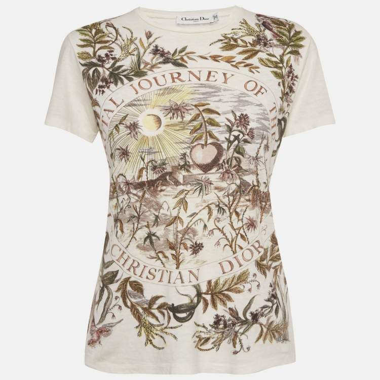 Pre Owned Christan Dior White Printed Cotton Brutal Journey Of The Heart T-Shirt XS  
