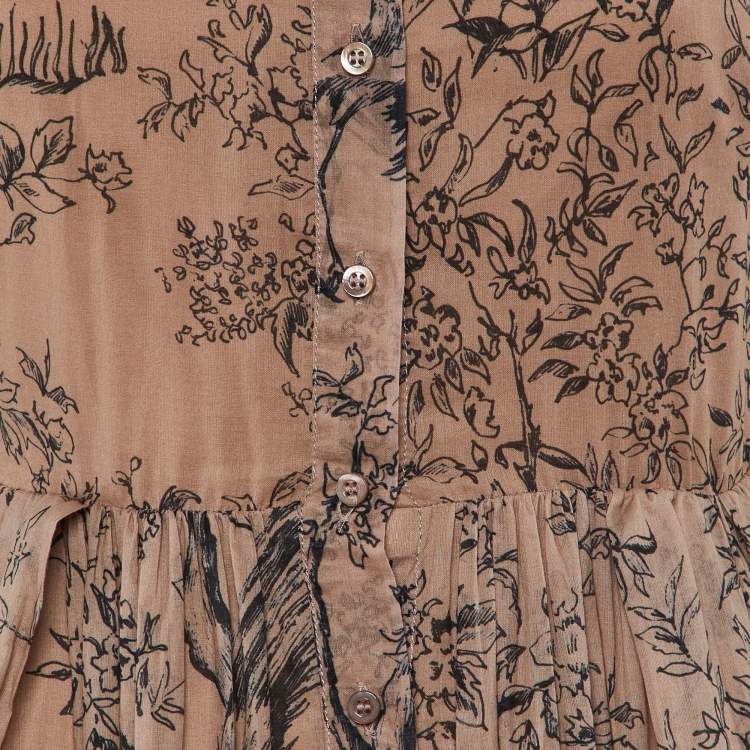 Pre Owned Christian Dior Pink Toile De Jouy Print Cotton Midi Shirt Dress S