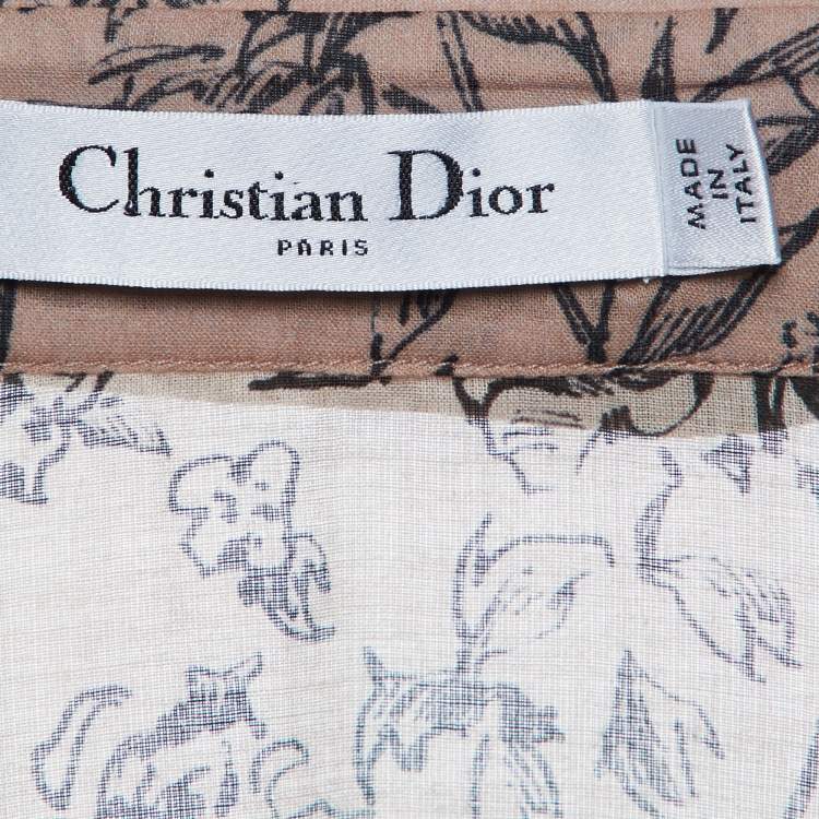 Pre Owned Christian Dior Pink Toile De Jouy Print Cotton Midi Shirt Dress S