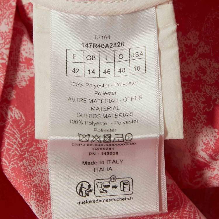 Pre Owned Dior Pink Synthetic Jungle Print Toile De Jouy Hooded Mini Dress L