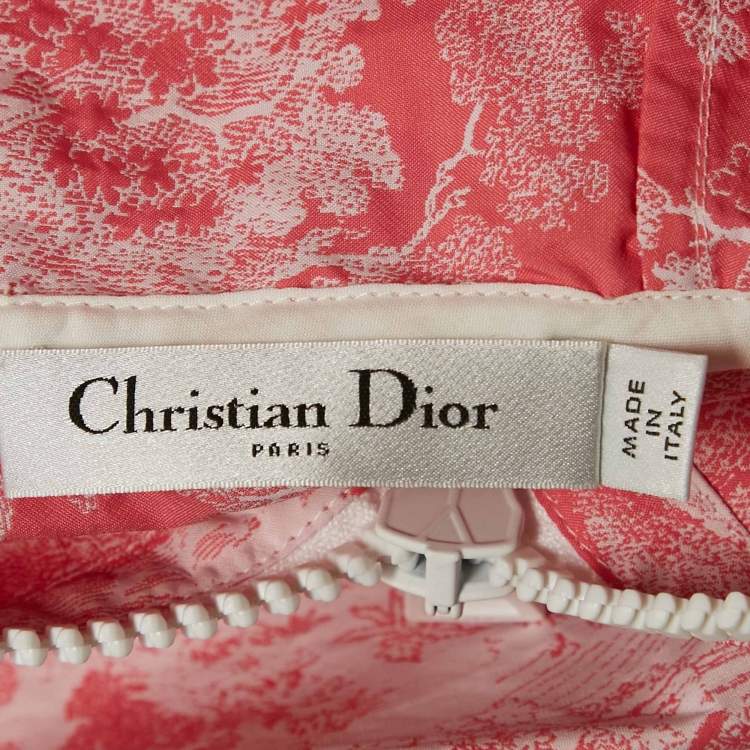 Pre Owned Dior Pink Synthetic Jungle Print Toile De Jouy Hooded Mini Dress L